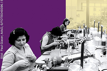 Frauen arbeiten an Naehmaschinen