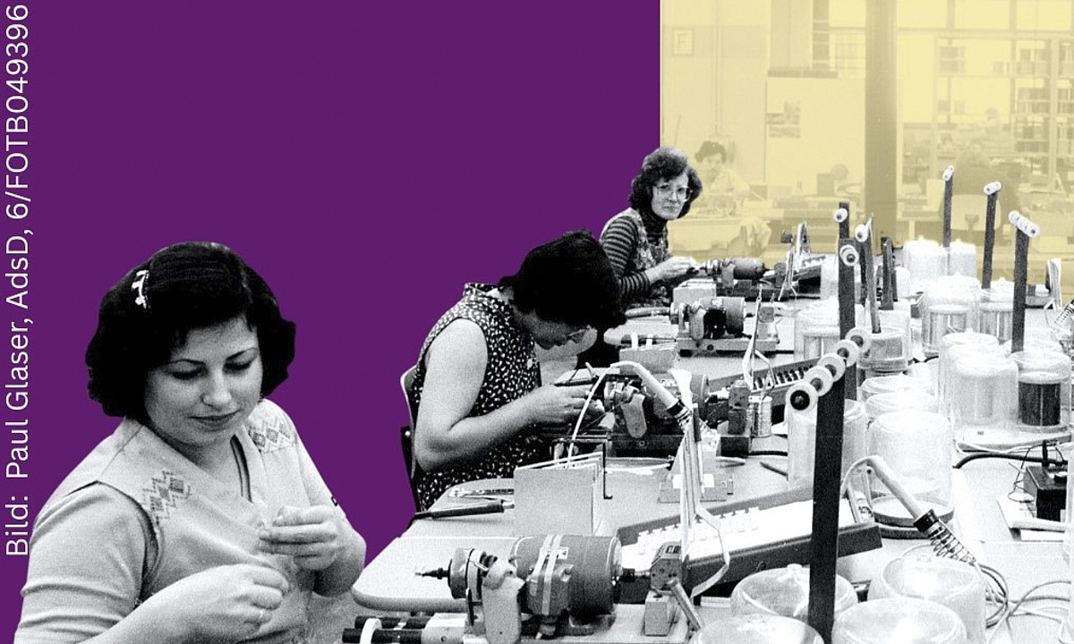 Frauen arbeiten an Naehmaschinen