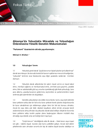 Almanya'da Yolsuzlukla Mücadele ve Yolsuzlugun Önlenmesine Yönelik Denetim Mekanizmalari