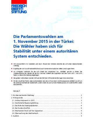 Die Parlamentswahlen am 1. November 2015 in der Türkei
